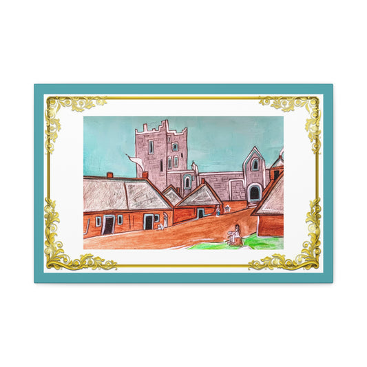 Medieval Irish town and Clonony Castle, Gallery Wrapped Canvas