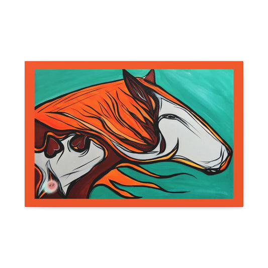 Orange Flaming Mane Paint Horse Gallery Wrapped Canvas Print, multiple sizes