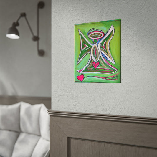 Green Guardian Angel with Heart Rolled Poster | Wall Art