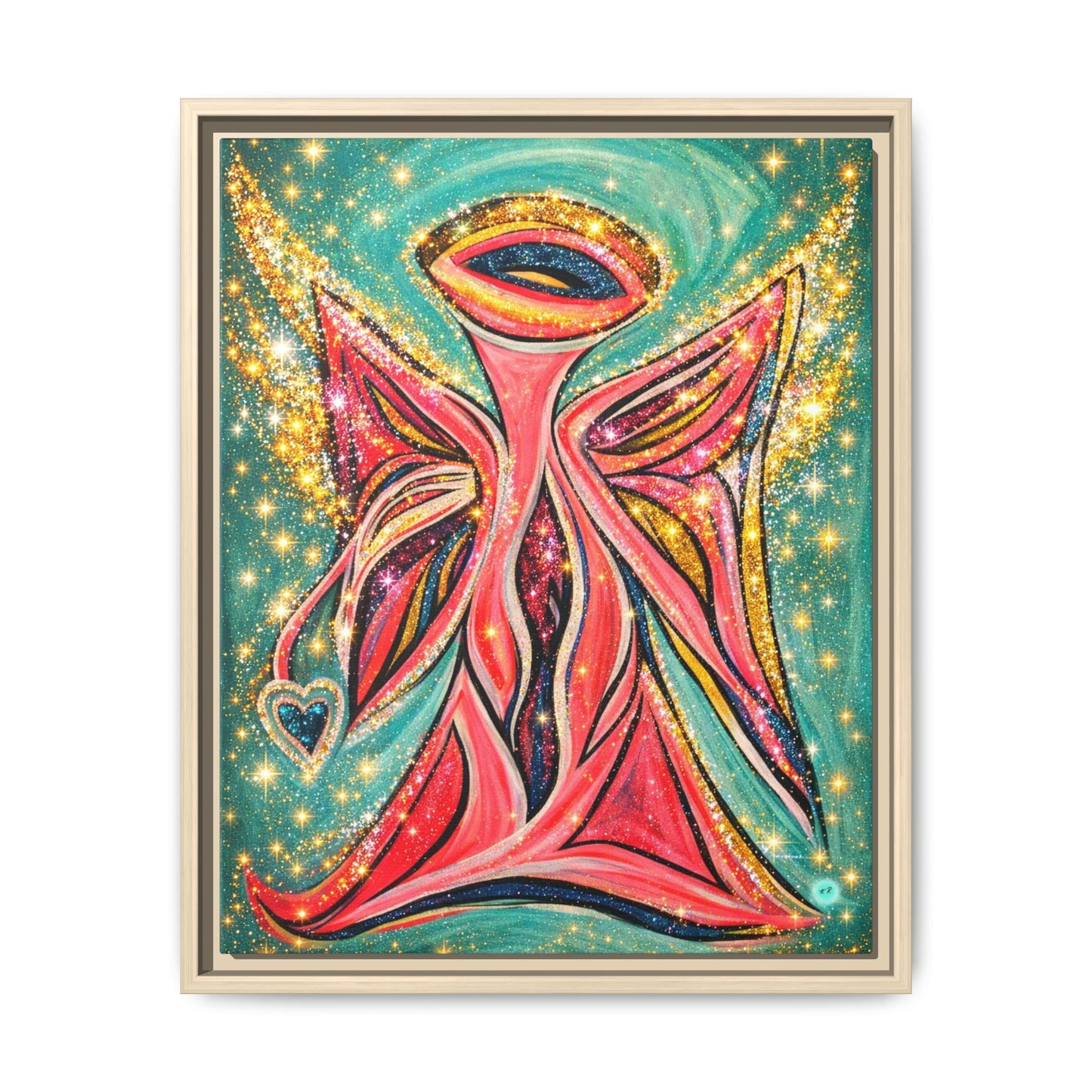 Sparkling Pink Angel Artwork Matte Canvas, Gallery wrapped, Spiritual wall art for Nursery, Children's room, yoga space