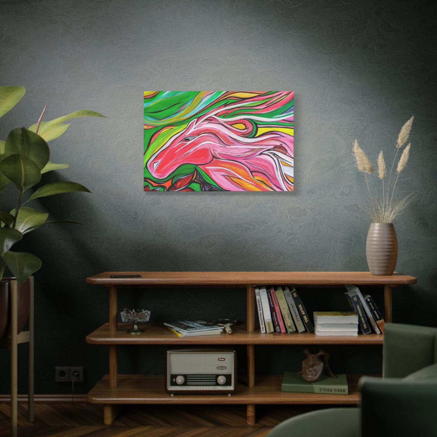 Pink Running Horse Matte Canvas Art Print