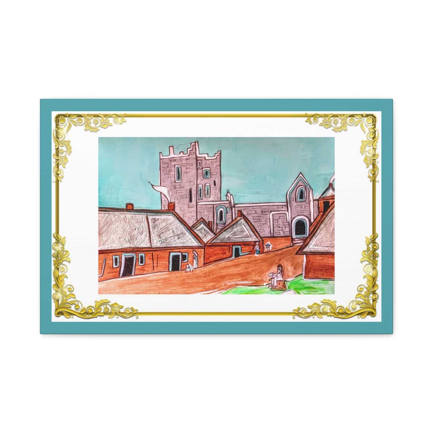 Medieval Irish town and Clonony Castle, Gallery Wrapped Canvas