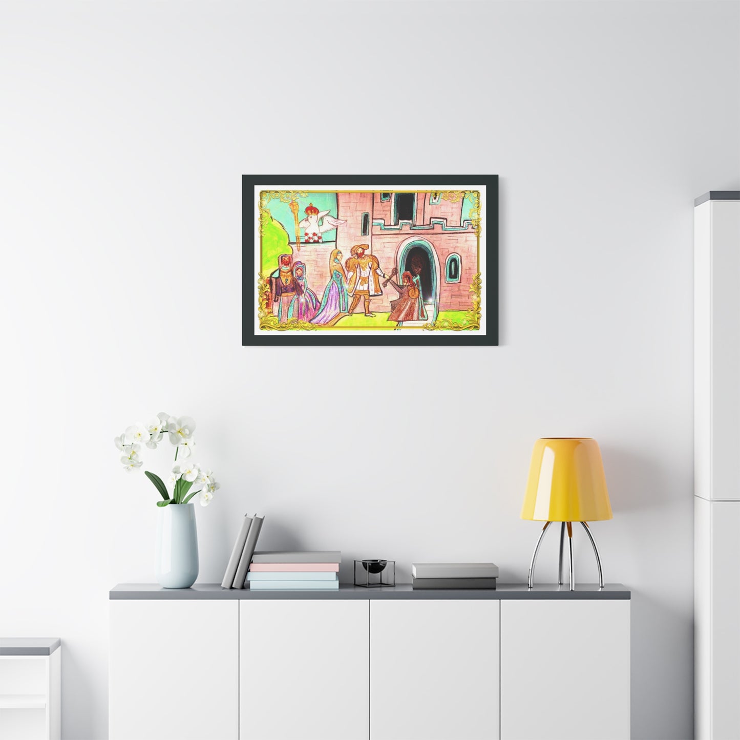 King Henry VIII & Queen Anne Boleyn at a Medieval Castle with her parents~ Stretched Wall Art