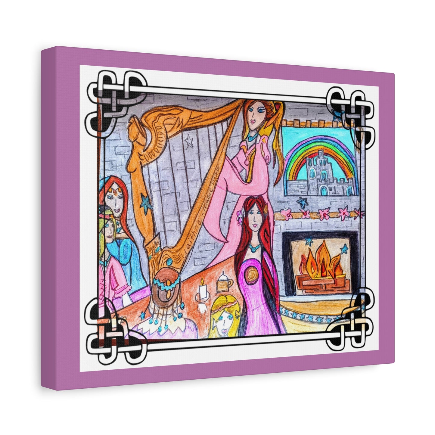 Celtic Magic Harp Ladies, Matte Gallery Wrapped Canvas Wall Art ~ multiple sizes