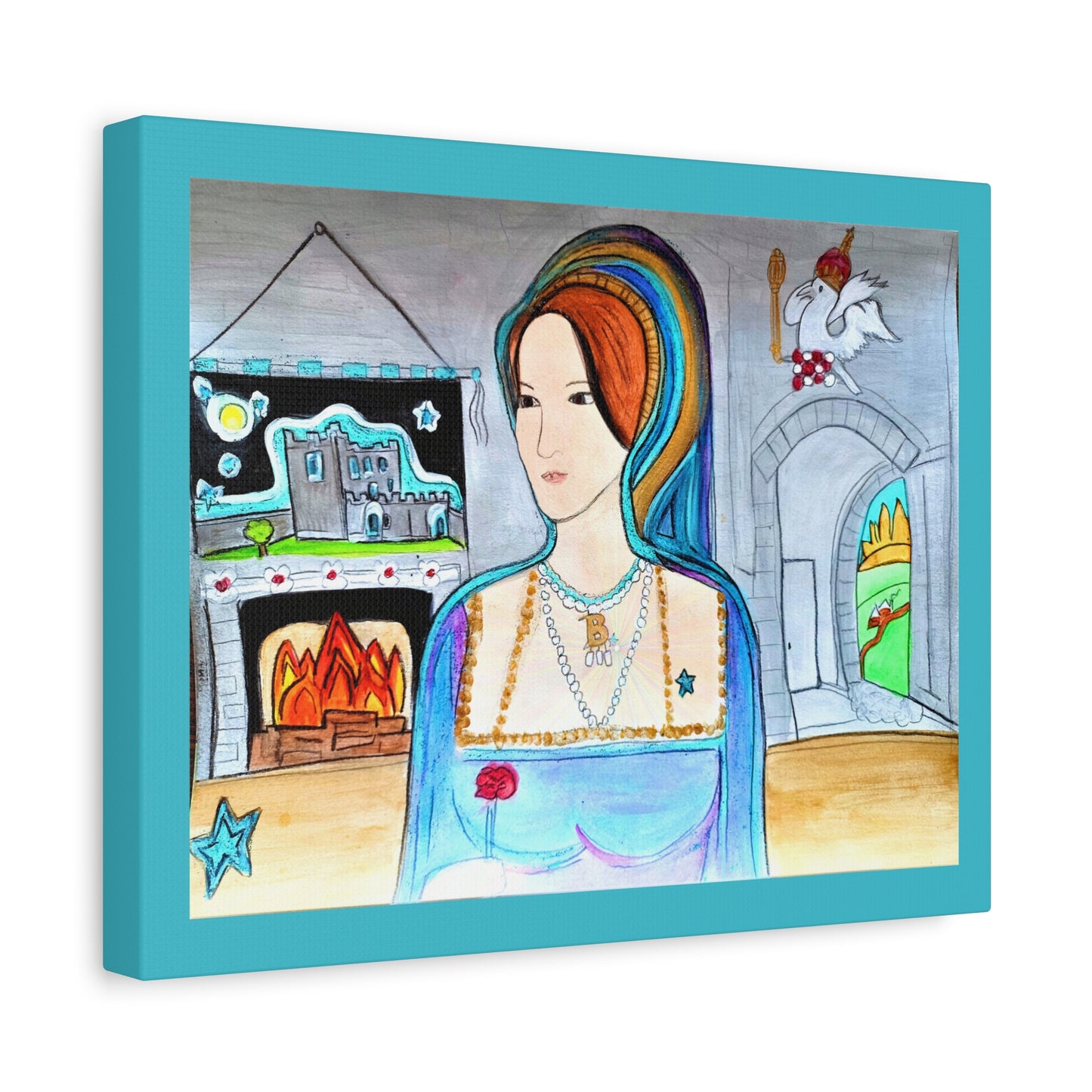 Queen Anne Boleyn Lady Portrait, Gallery Wrapped Canvas Print — Stretched Matte Wall Art