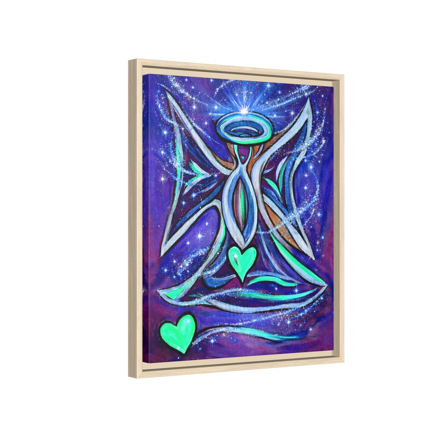 Sparkling Rainbow Angel Artwork Matte Canvas Framed | Spiritual Wall Art