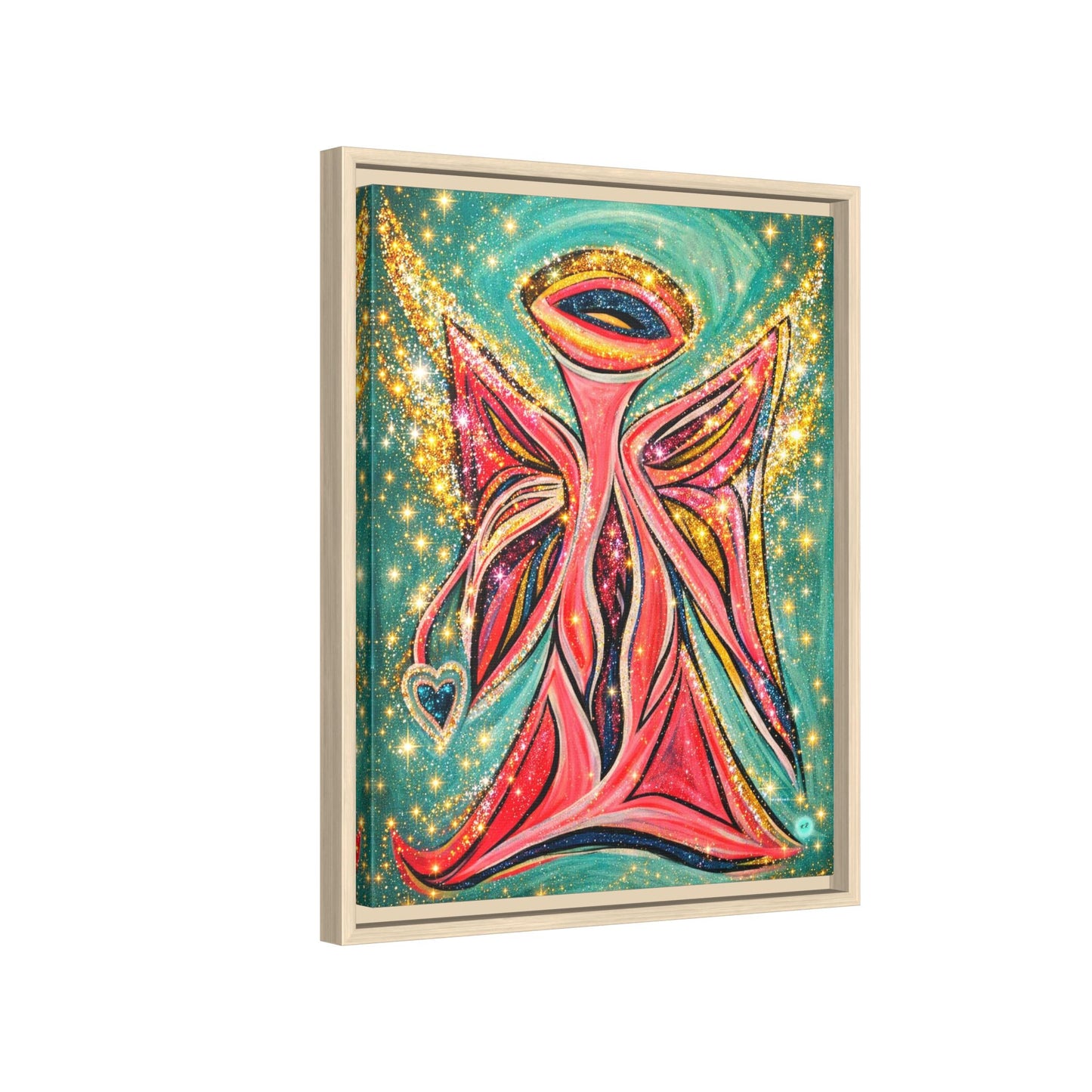 Sparkling Pink Angel Artwork Matte Canvas, Gallery wrapped, Spiritual wall art for Nursery, Children's room, yoga space