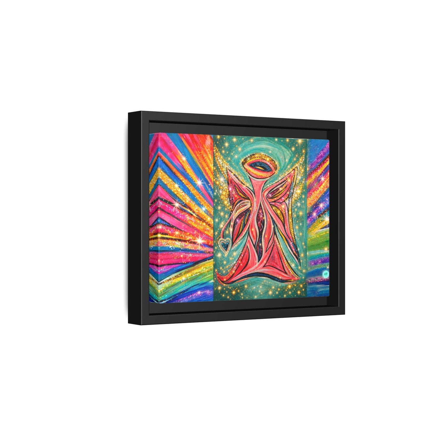 Vibrant, Sparkling Matte Canvas Angel Artwork — Vibrant Rainbow Spiritual Print