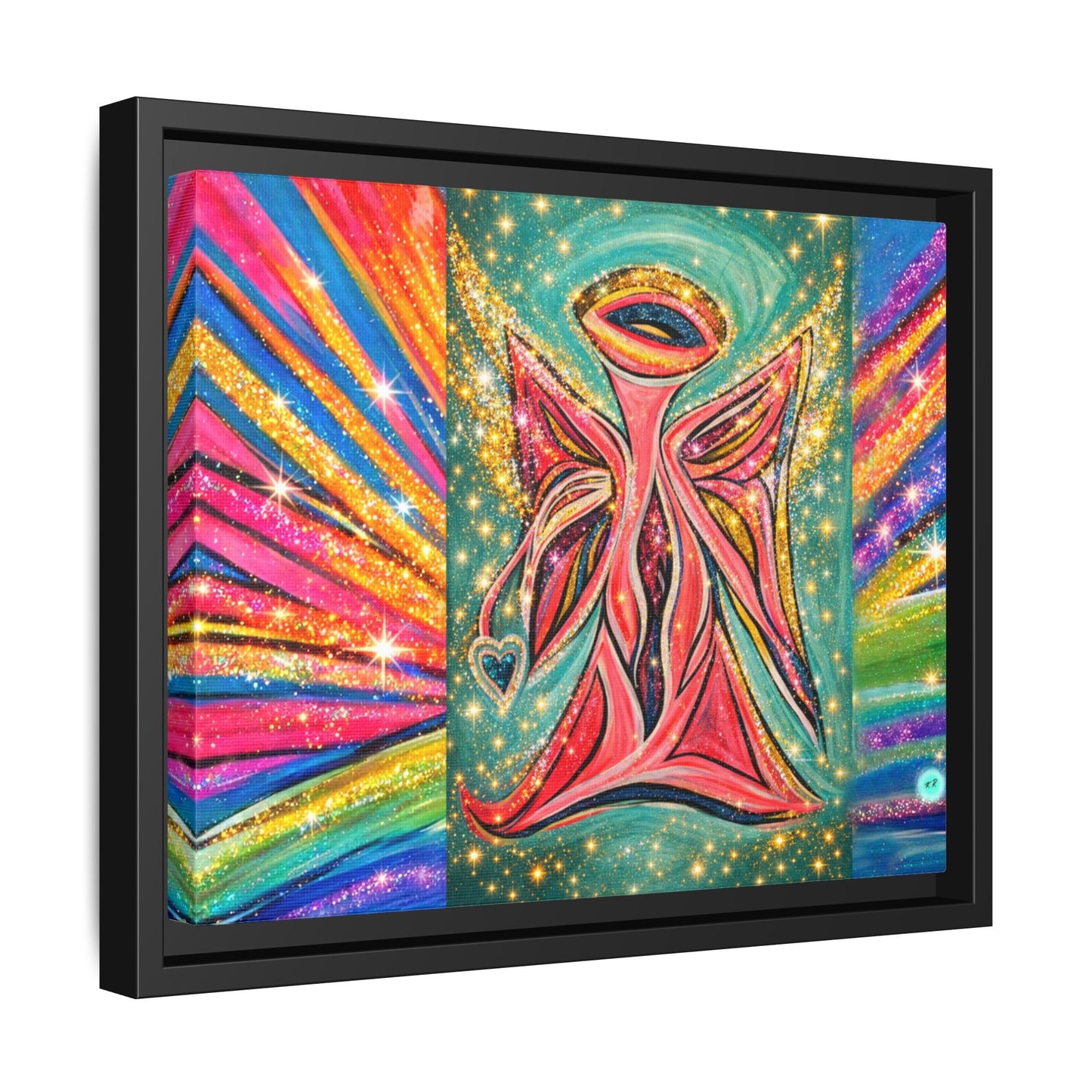 Vibrant, Sparkling Matte Canvas Angel Artwork — Vibrant Rainbow Spiritual Print