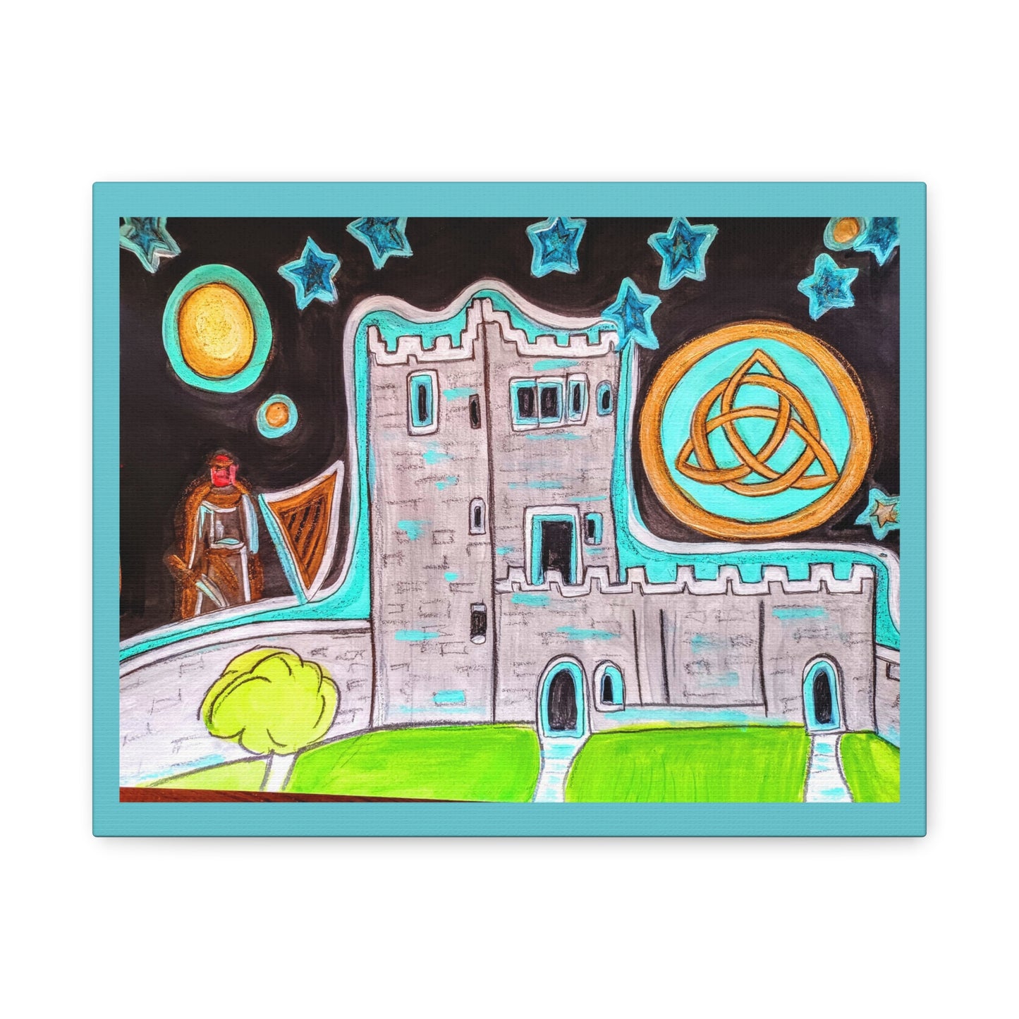 Castle Night, Matte Gallery Wrapped Canvas Art – Stretched Celtic Knot Wall Print