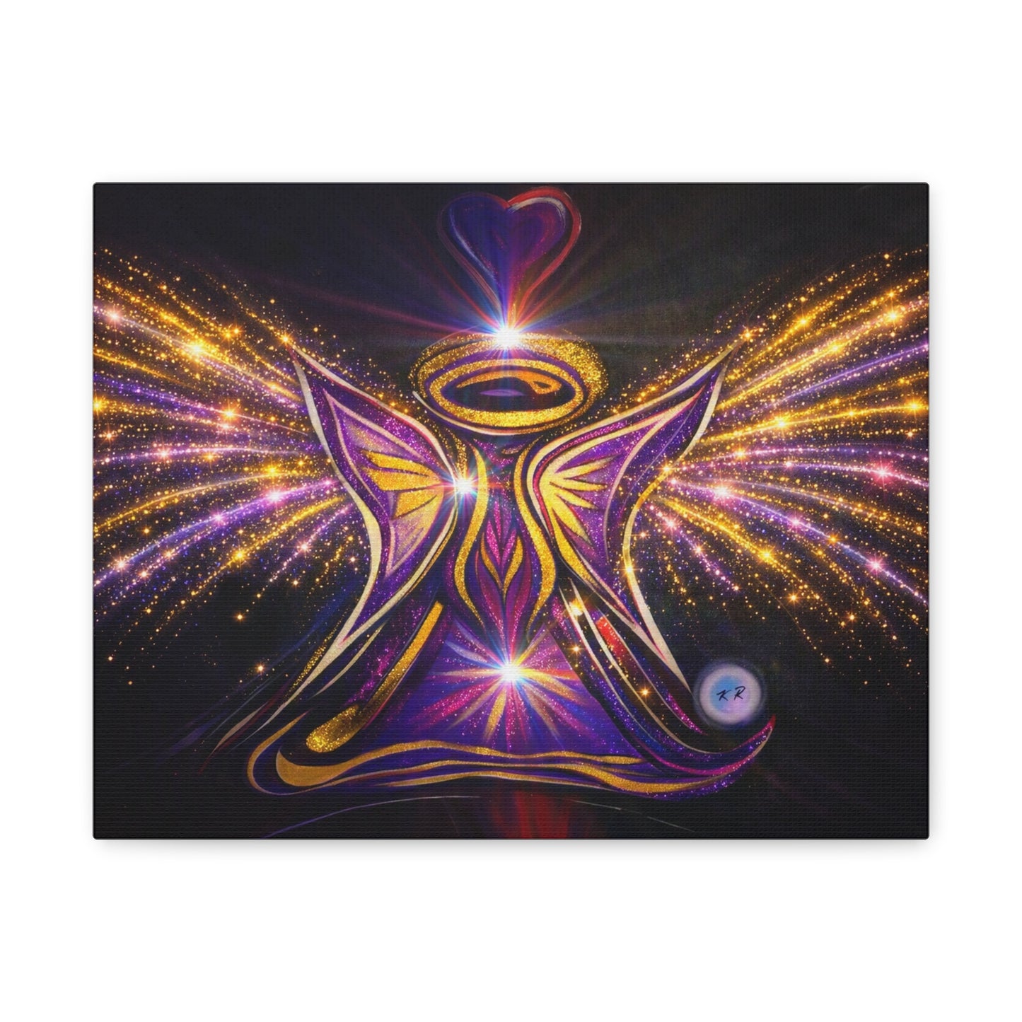 Angel Wall Art Kids Room Winged Fairycore Nursery Room Sparkle Glitter Effect Matte Canvas | Stretched Wall Canvas Print