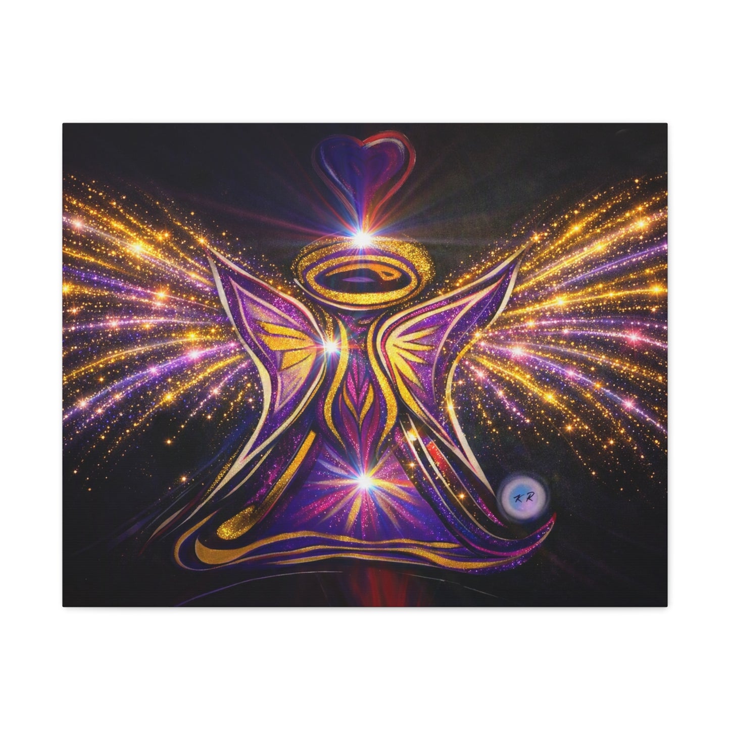 Angel Wall Art Kids Room Winged Fairycore Nursery Room Sparkle Glitter Effect Matte Canvas | Stretched Wall Canvas Print