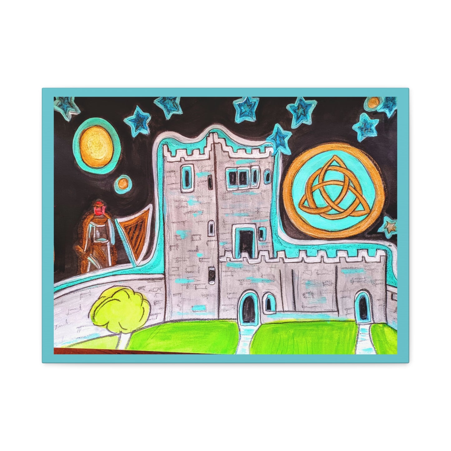 Castle Night, Matte Gallery Wrapped Canvas Art – Stretched Celtic Knot Wall Print