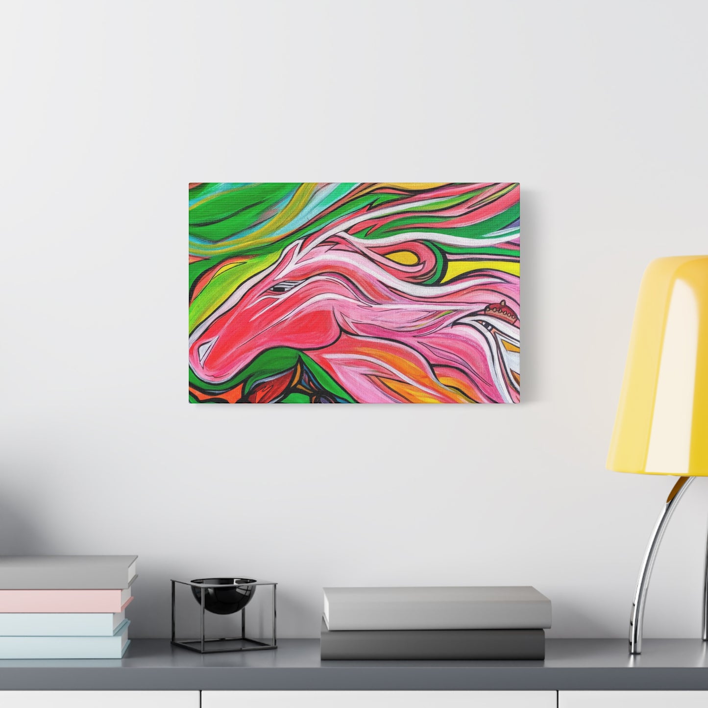 Pink Running Horse Matte Canvas Art Print