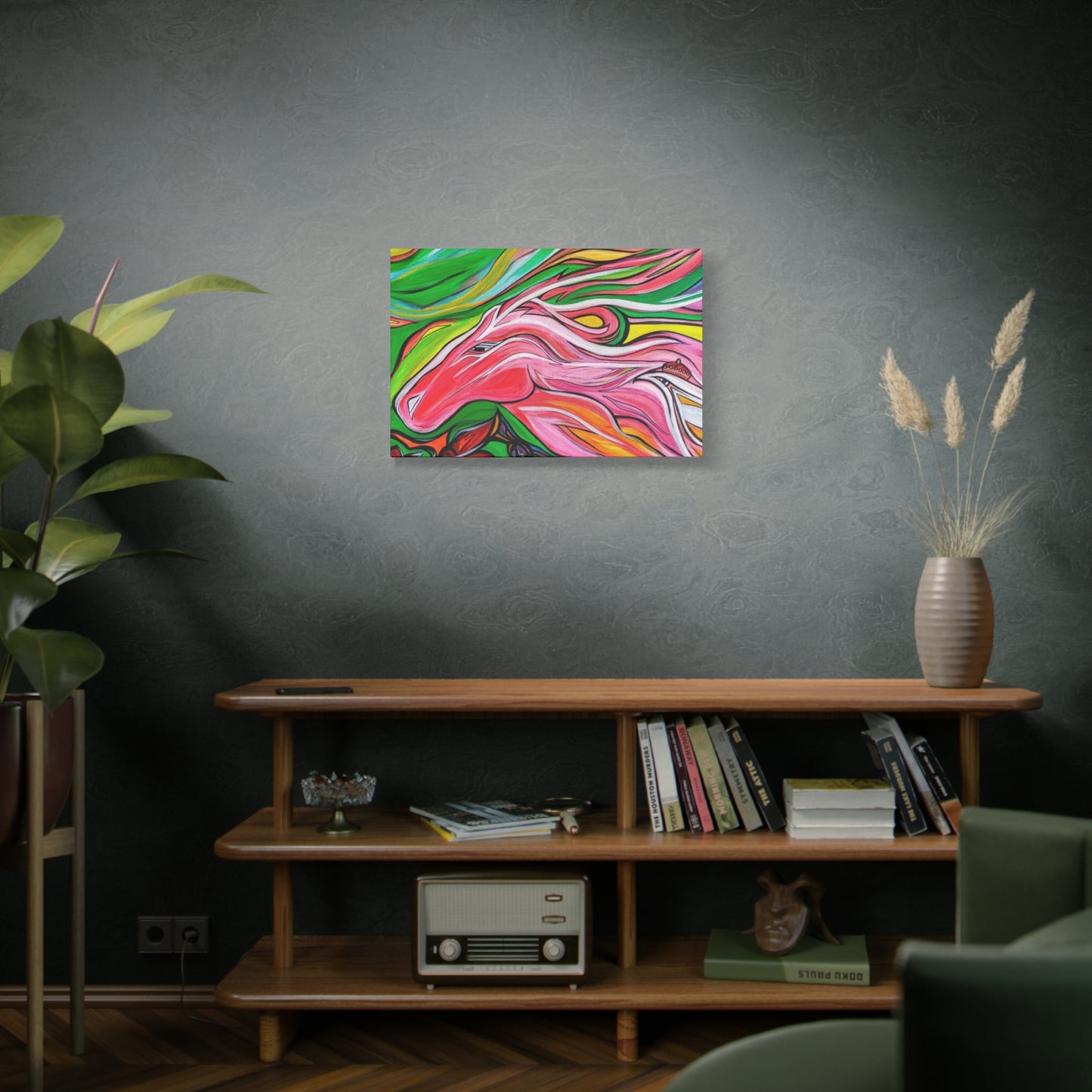Pink Running Horse Matte Canvas Art Print