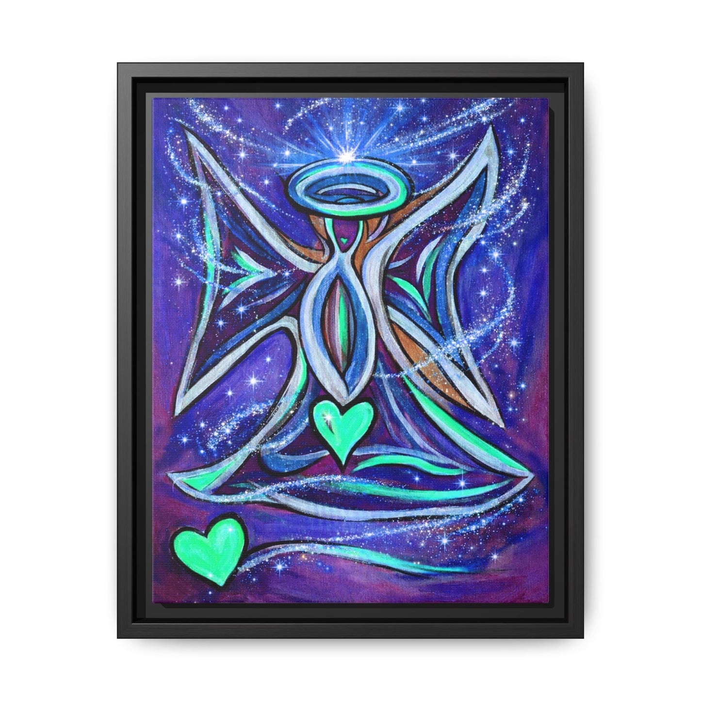Sparkling Rainbow Angel Artwork Matte Canvas Framed | Spiritual Wall Art
