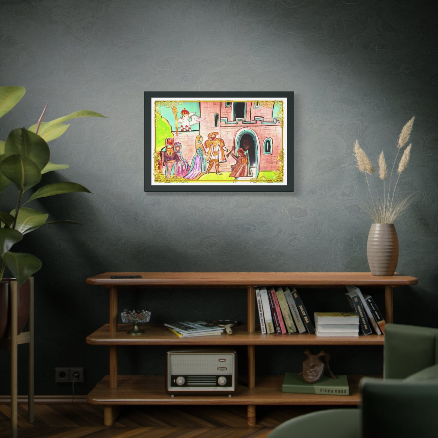 King Henry VIII & Queen Anne Boleyn at a Medieval Castle with her parents~ Stretched Wall Art
