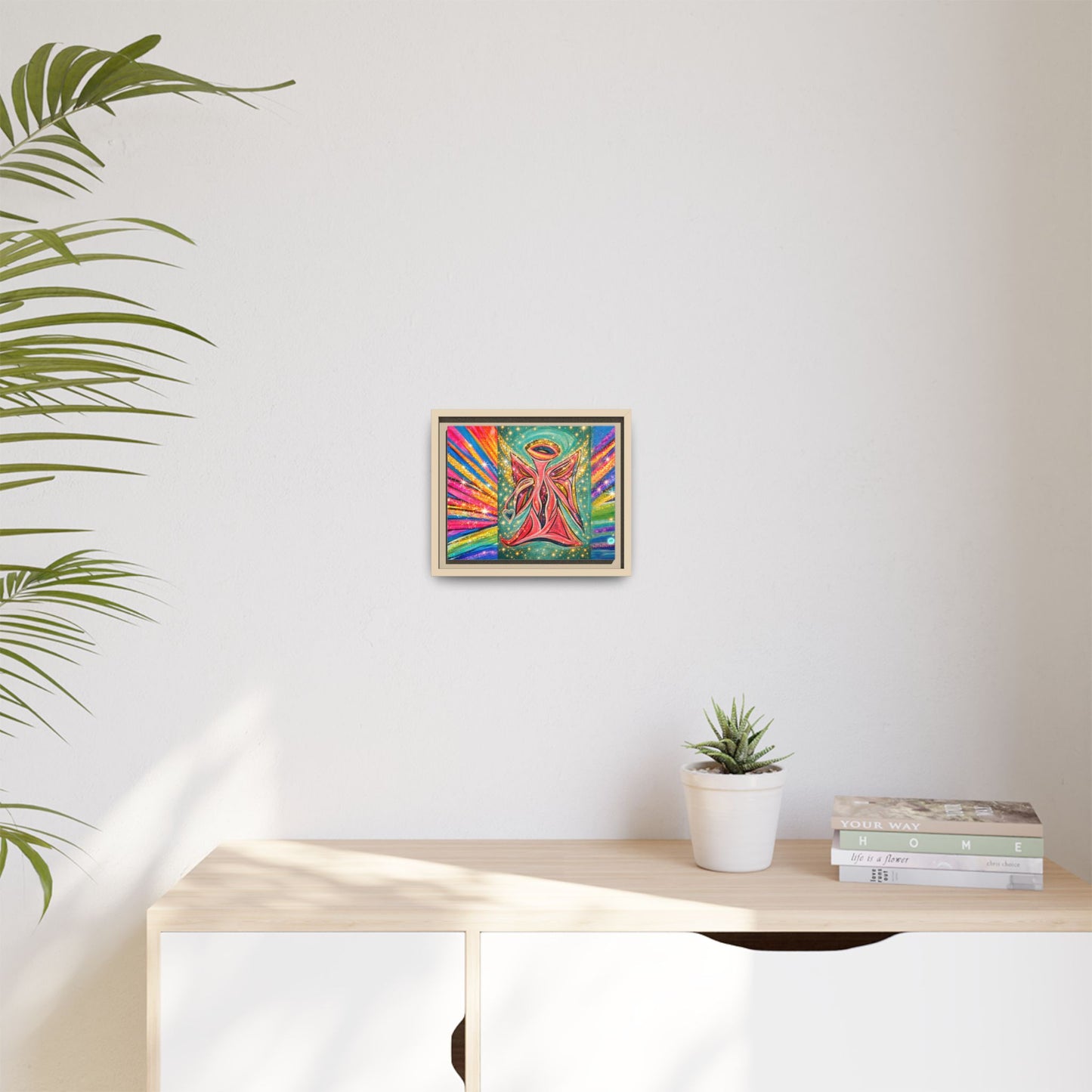 Vibrant, Sparkling Matte Canvas Angel Artwork — Vibrant Rainbow Spiritual Print