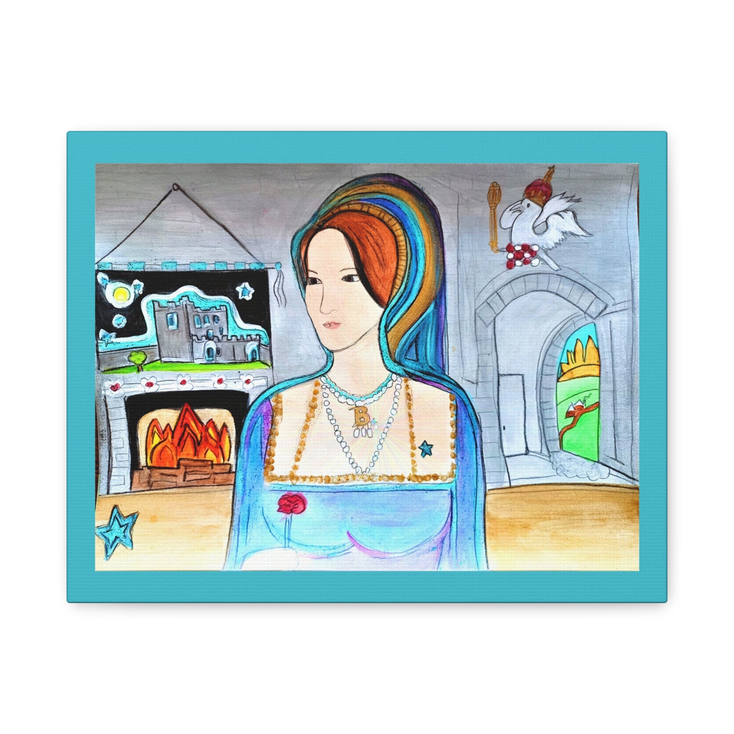 Queen Anne Boleyn Lady Portrait, Gallery Wrapped Canvas Print — Stretched Matte Wall Art