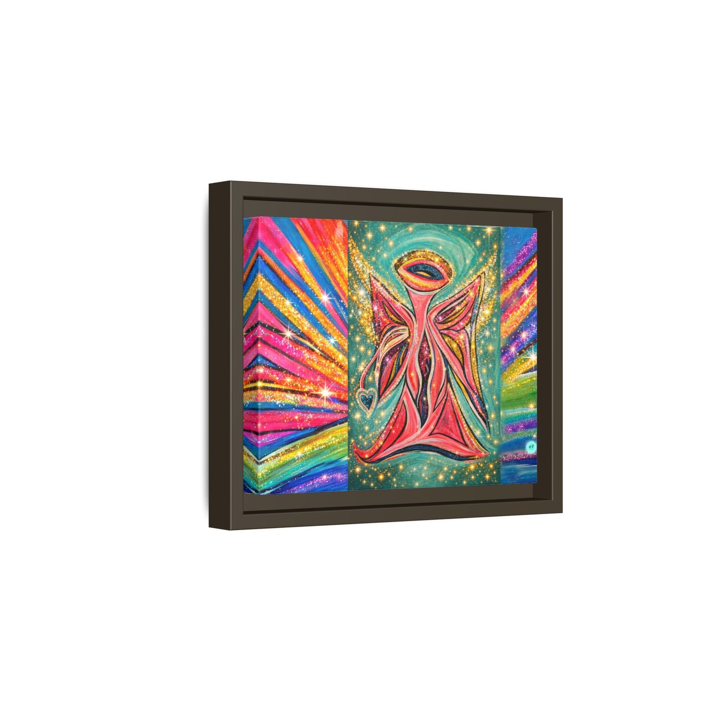 Vibrant, Sparkling Matte Canvas Angel Artwork — Vibrant Rainbow Spiritual Print