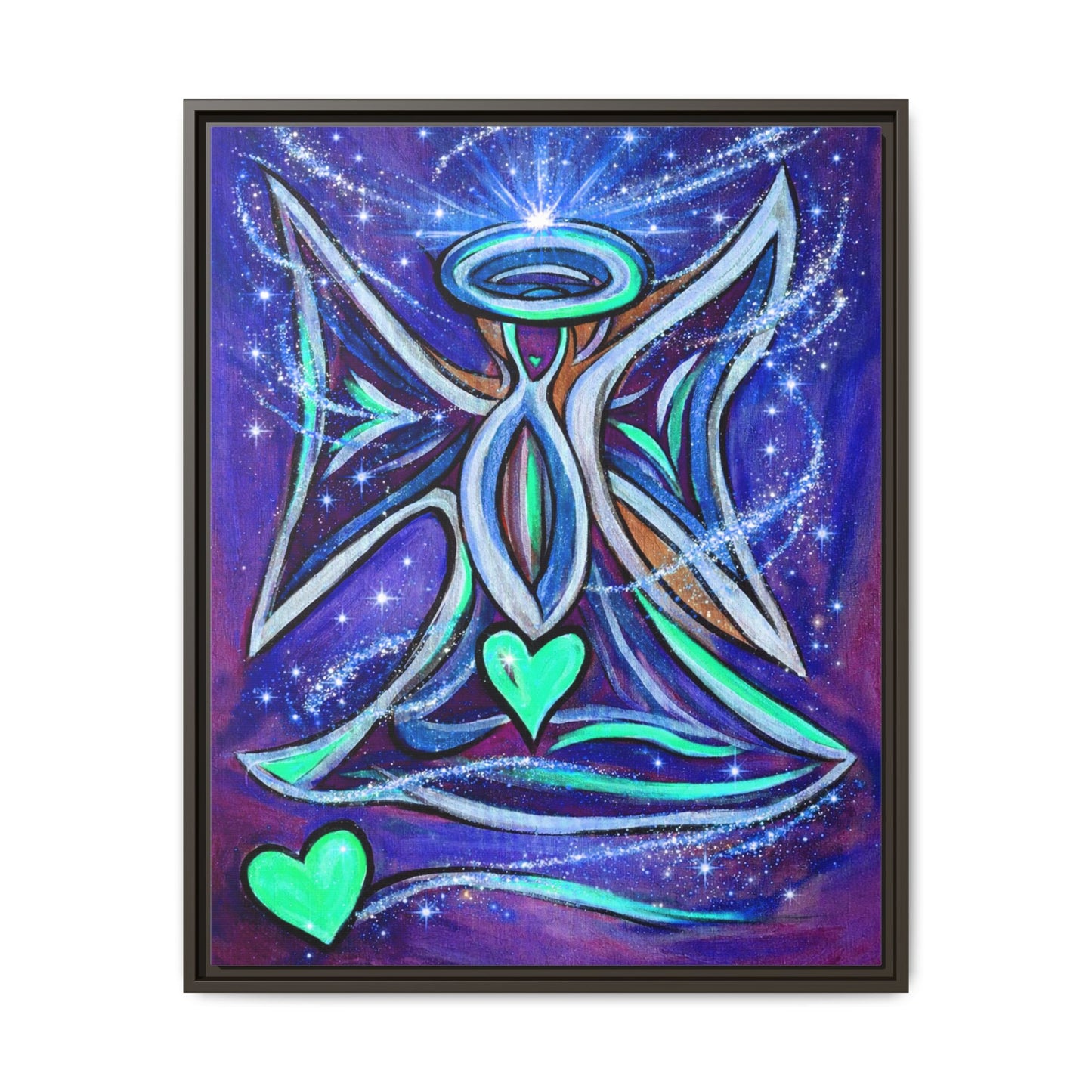 Sparkling Rainbow Angel Artwork Matte Canvas Framed | Spiritual Wall Art