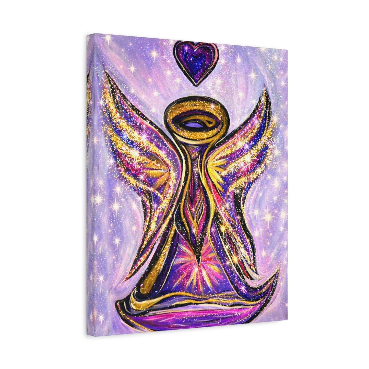 Angel Lover Wall Art Lavender Protector Guardian Angel Canvas Art Print Nursery Room Decor Guardian Angelic Children's room Spiritual Decor