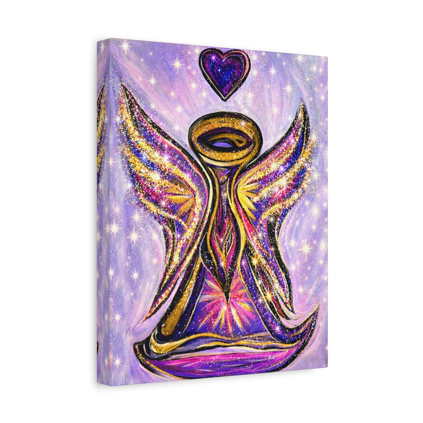 Angel Lover Wall Art Lavender Protector Guardian Angel Canvas Art Print Nursery Room Decor Guardian Angelic Children's room Spiritual Decor