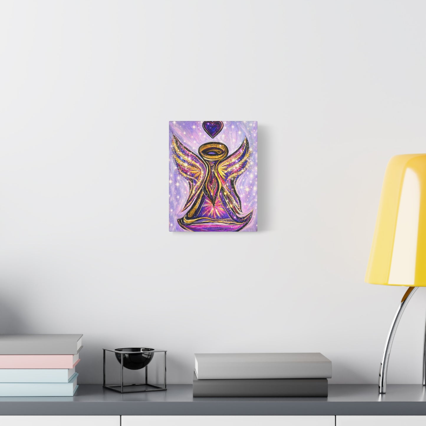 Angel Lover Wall Art Lavender Protector Guardian Angel Canvas Art Print Nursery Room Decor Guardian Angelic Children's room Spiritual Decor