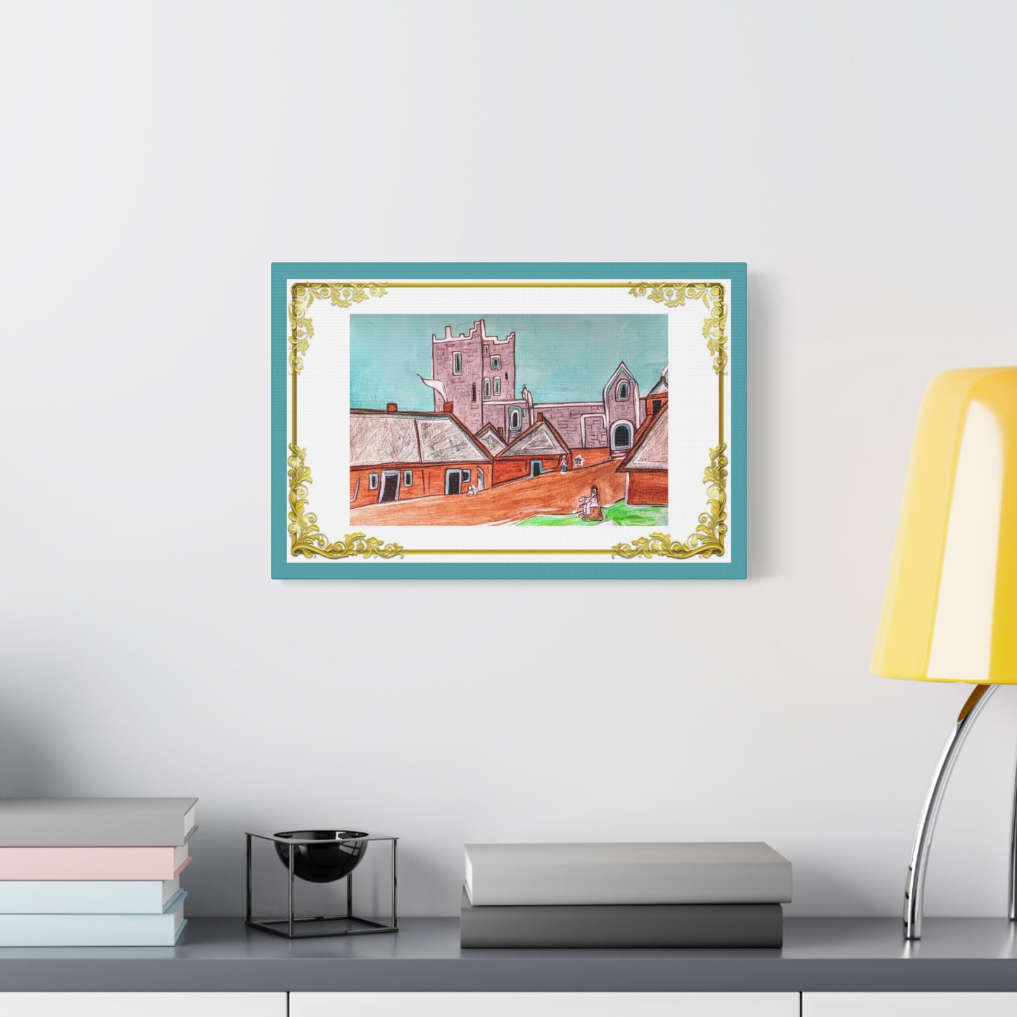 Medieval Irish town and Clonony Castle, Gallery Wrapped Canvas