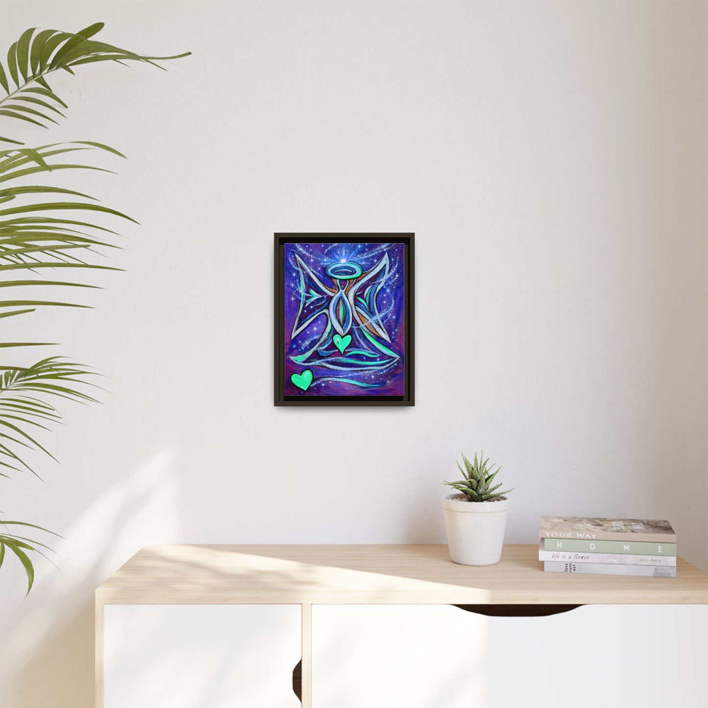 Sparkling Rainbow Angel Artwork Matte Canvas Framed | Spiritual Wall Art