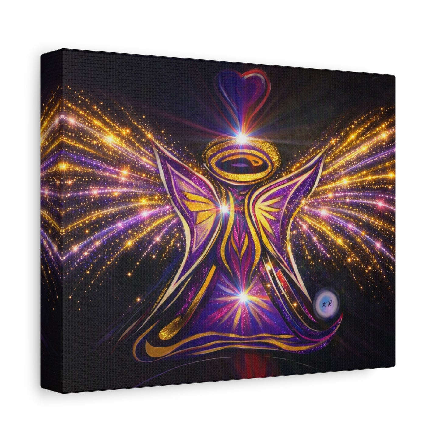 Angel Wall Art Kids Room Winged Fairycore Nursery Room Sparkle Glitter Effect Matte Canvas | Stretched Wall Canvas Print