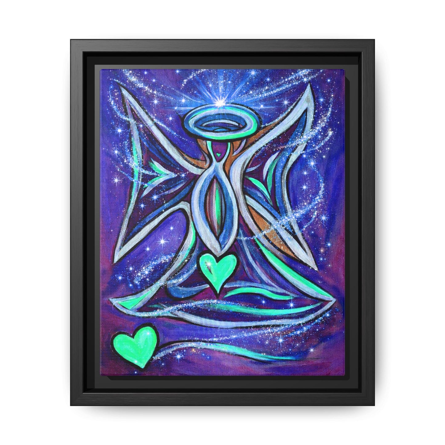 Sparkling Rainbow Angel Artwork Matte Canvas Framed | Spiritual Wall Art