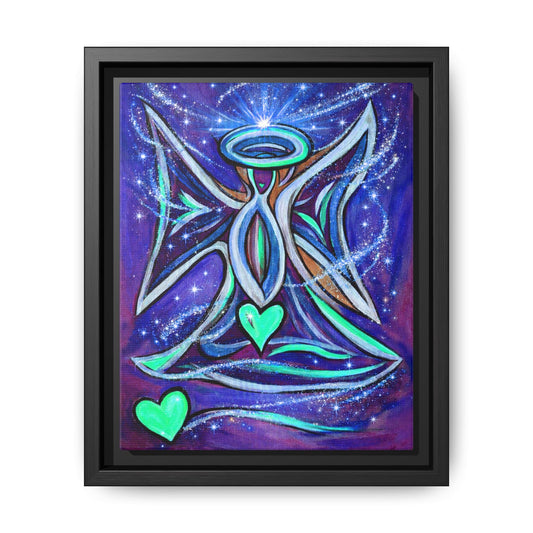 Sparkling Rainbow Angel Artwork Matte Canvas Framed | Spiritual Wall Art