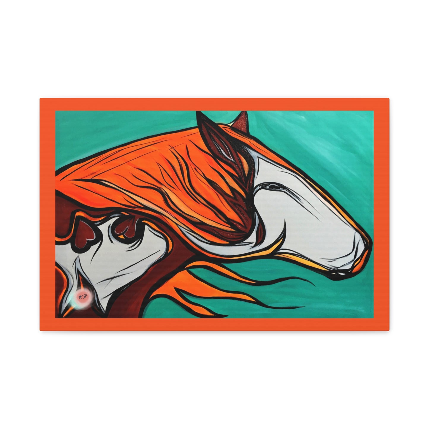 Orange Flaming Mane Paint Horse Gallery Wrapped Canvas Print, multiple sizes