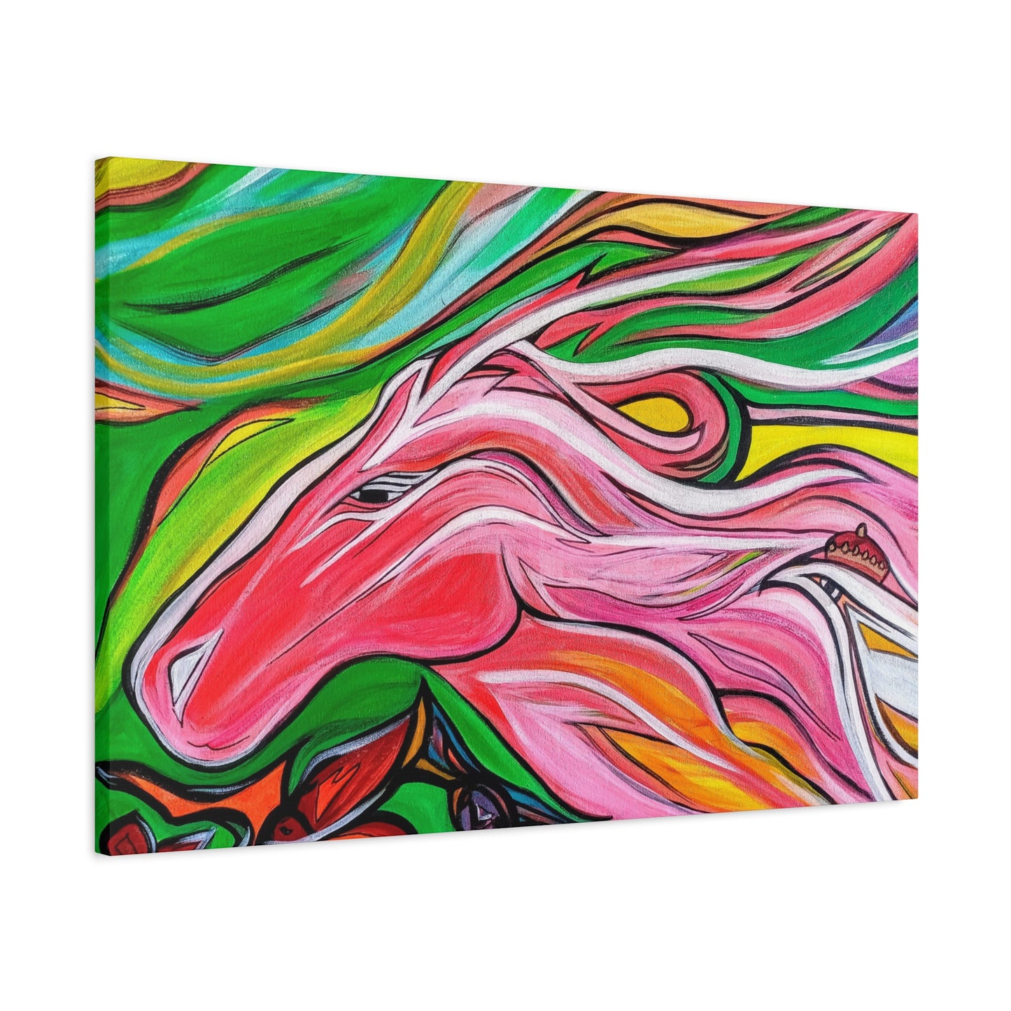 Pink Running Horse Matte Canvas Art Print