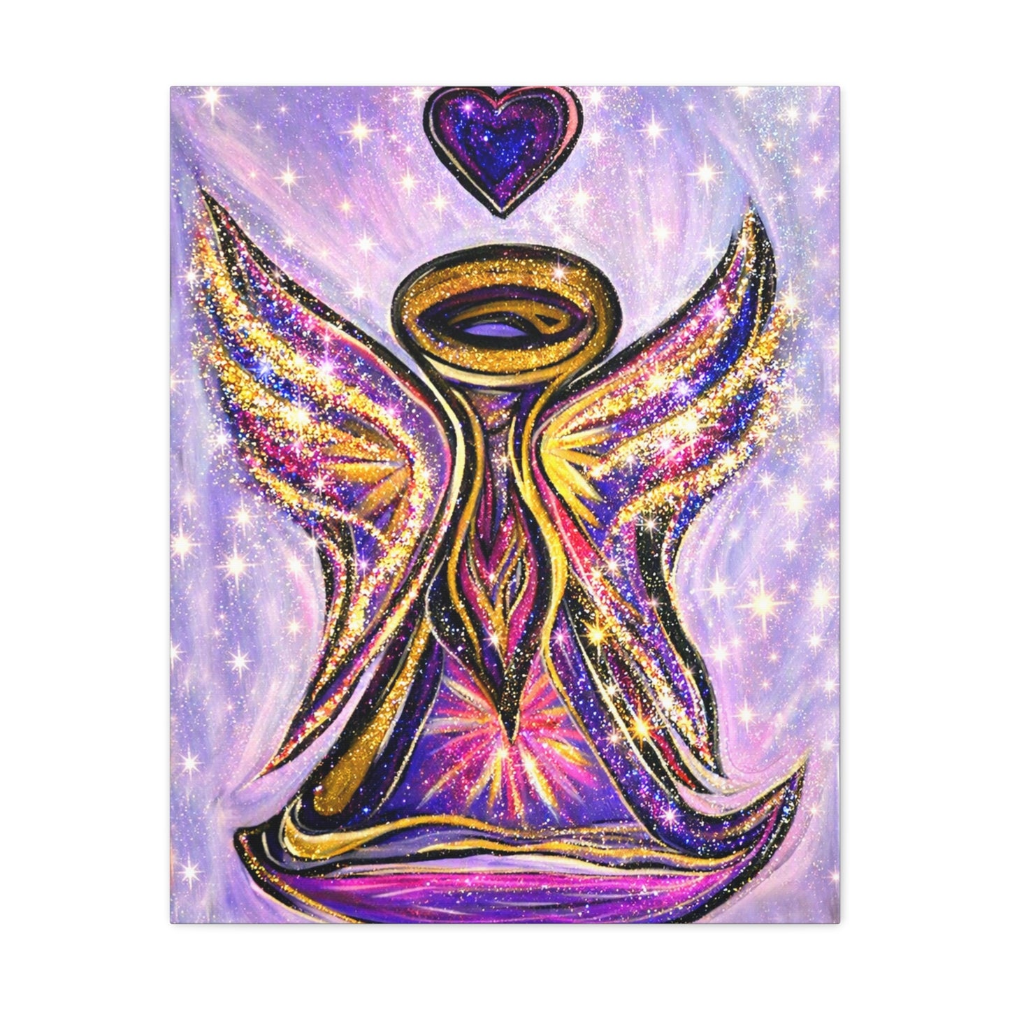 Angel Lover Wall Art Lavender Protector Guardian Angel Canvas Art Print Nursery Room Decor Guardian Angelic Children's room Spiritual Decor
