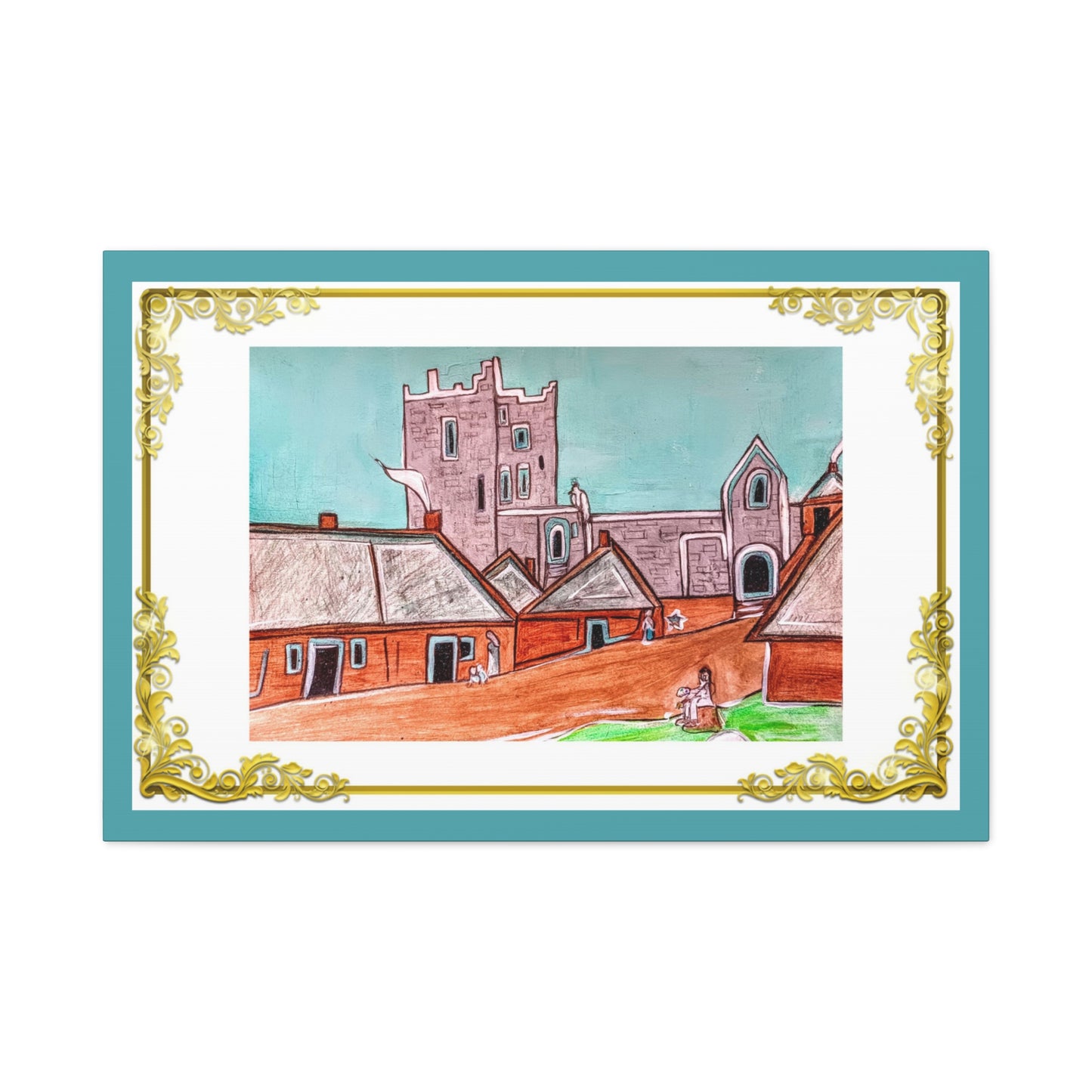 Medieval Irish town and Clonony Castle, Gallery Wrapped Canvas