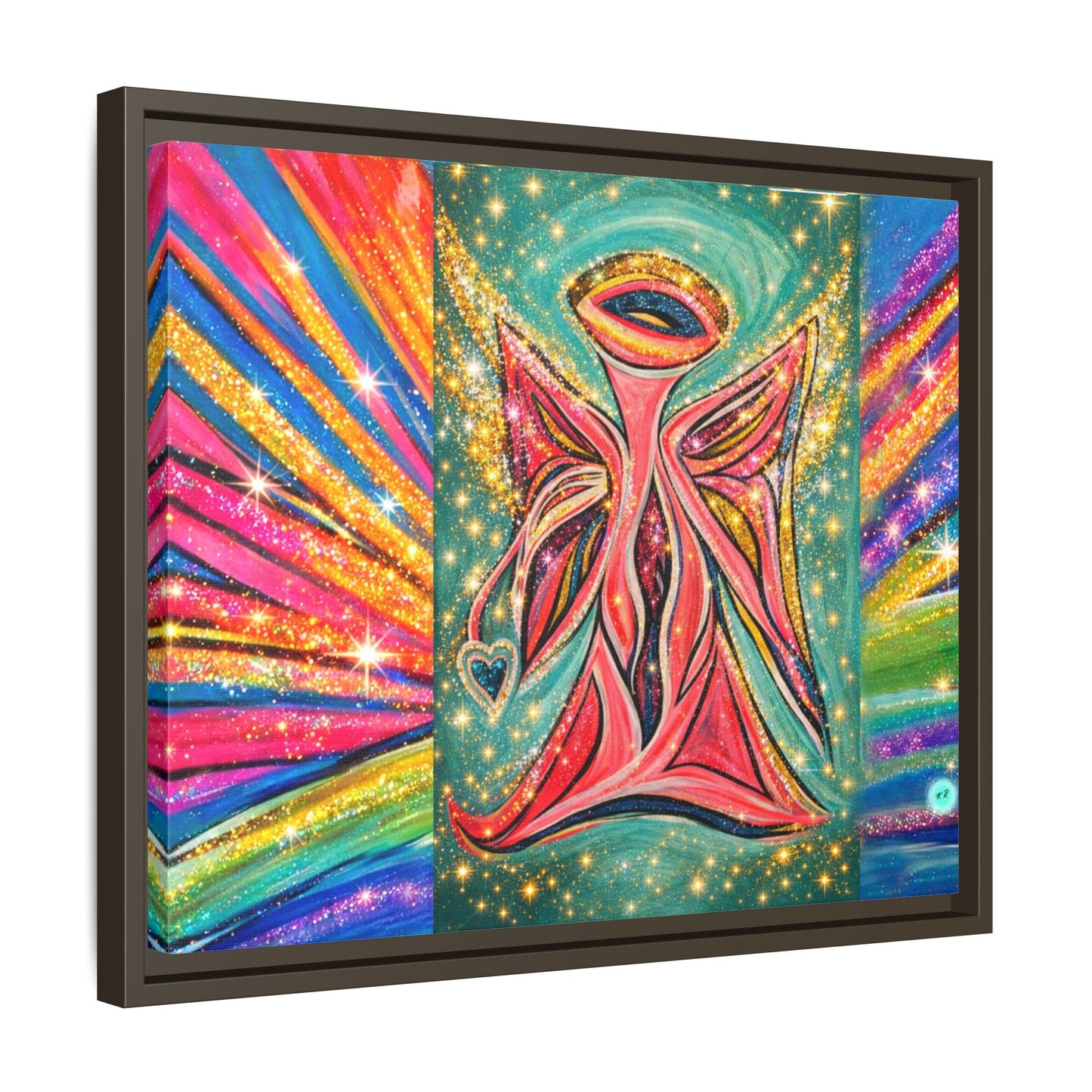 Vibrant, Sparkling Matte Canvas Angel Artwork — Vibrant Rainbow Spiritual Print