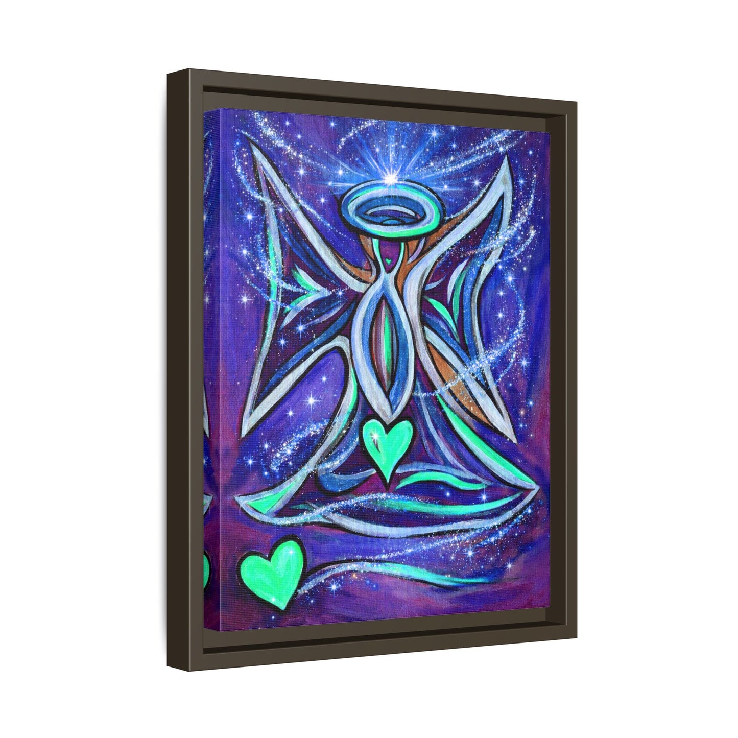 Sparkling Rainbow Angel Artwork Matte Canvas Framed | Spiritual Wall Art
