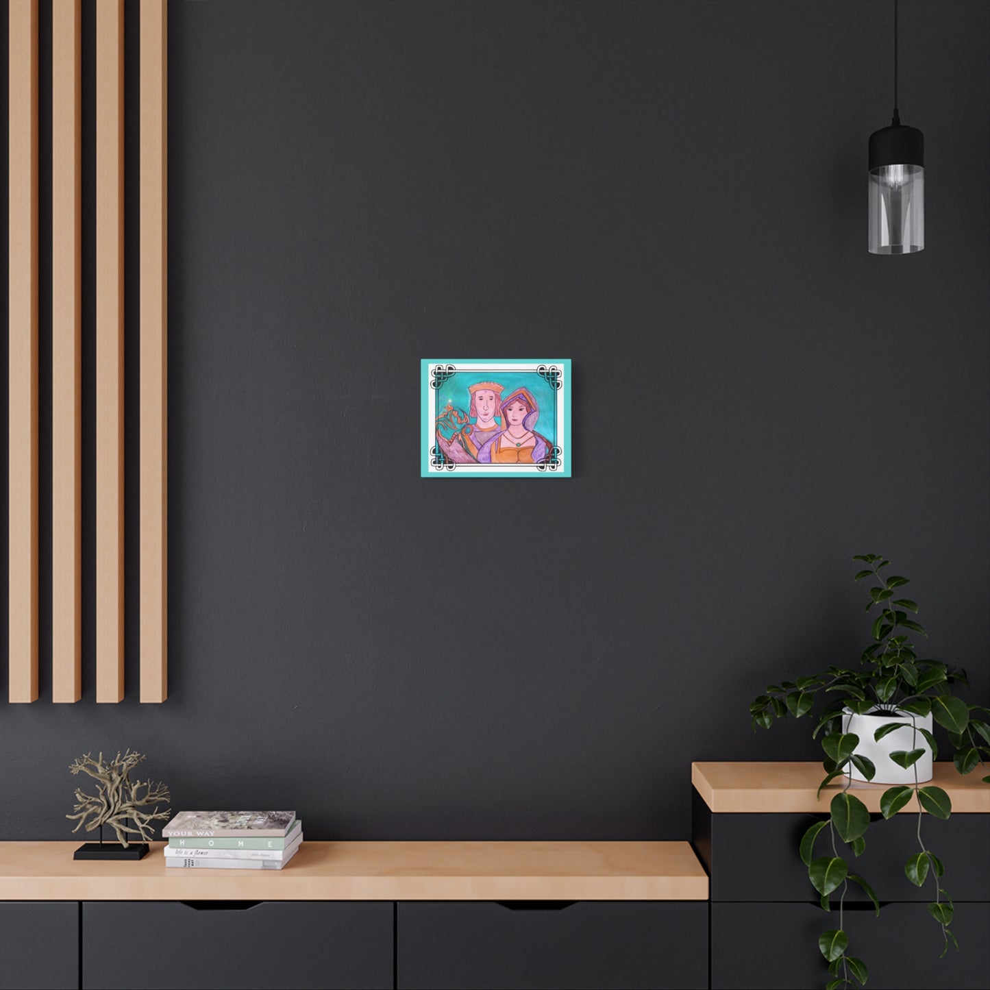 Sir Thomas & Lady Elizabeth Boleyn Illustration on gallery wrapped canvas, Celtic Border