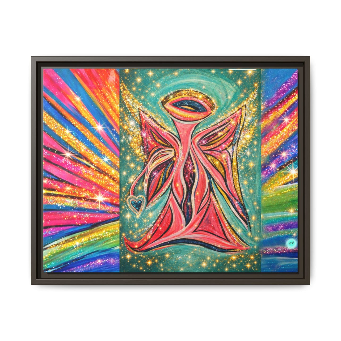 Vibrant, Sparkling Matte Canvas Angel Artwork — Vibrant Rainbow Spiritual Print