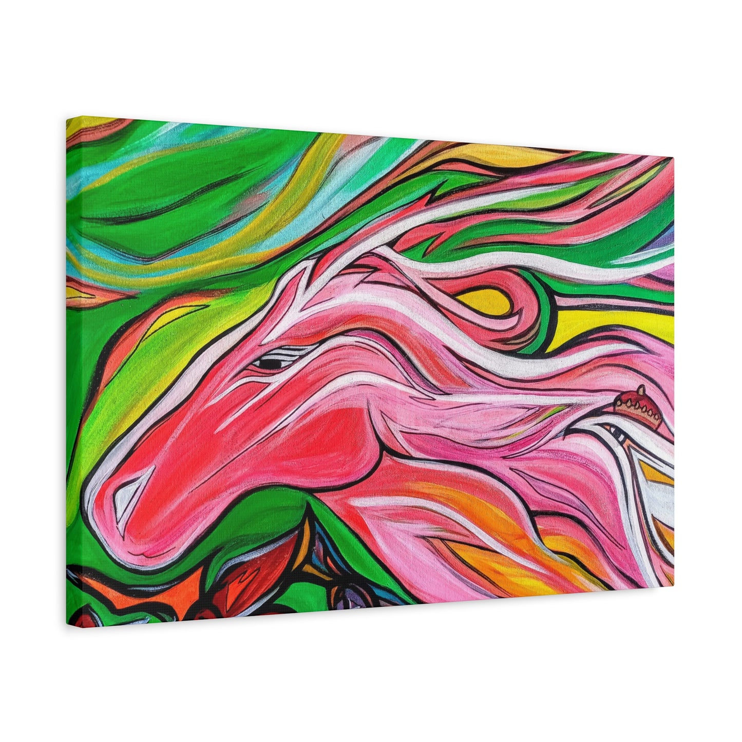 Pink Running Horse Matte Canvas Art Print