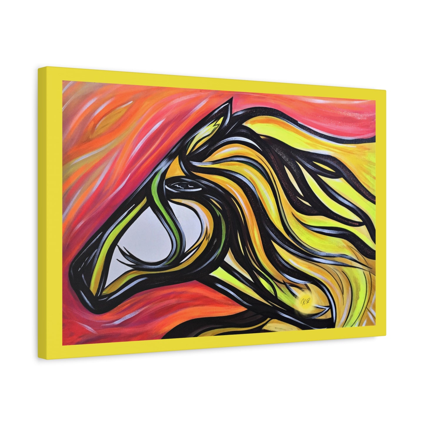 Yellow, Flowing, Joyful Horse Gallery wrapped canvas print, multiple sizes available