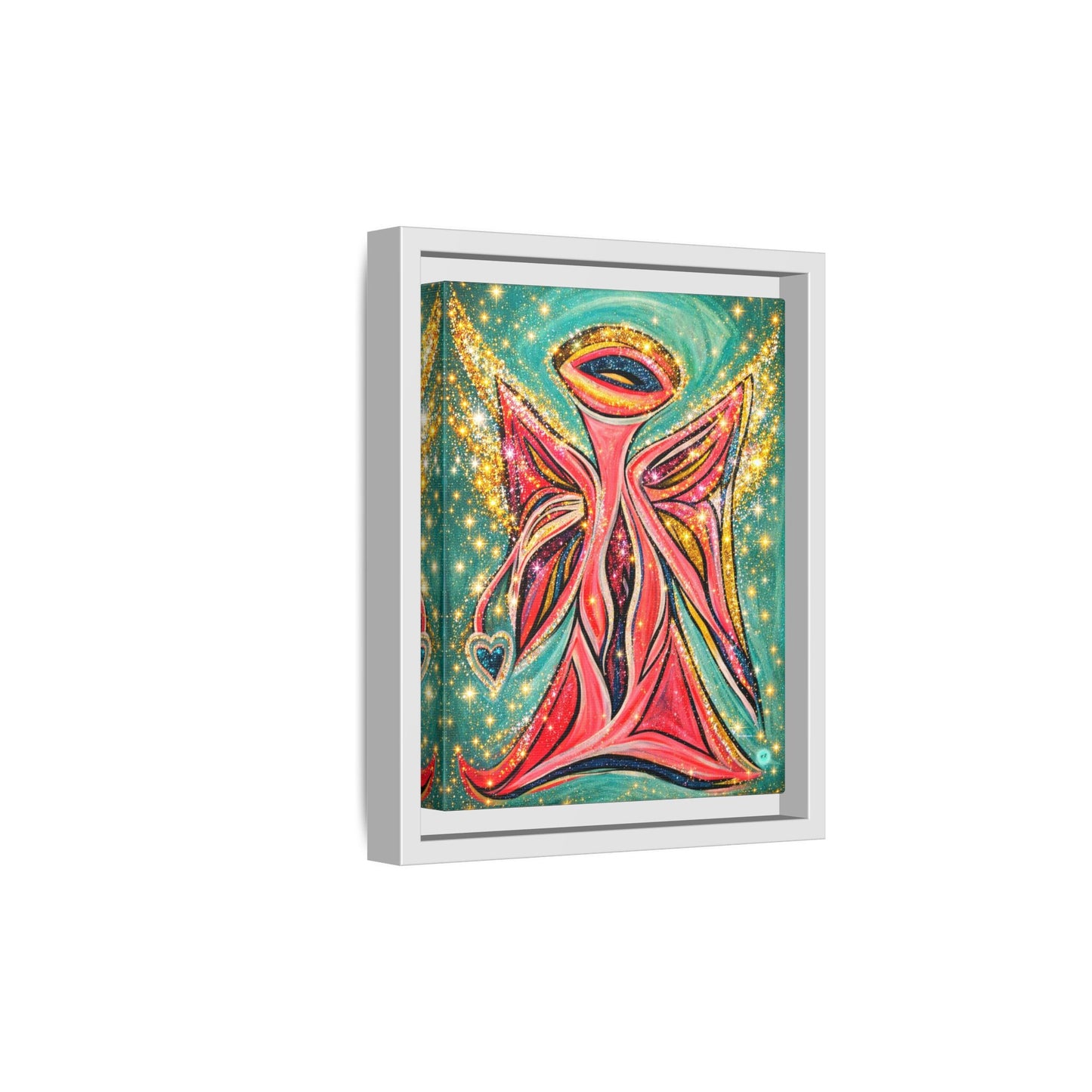 Sparkling Pink Angel Artwork Matte Canvas, Gallery wrapped, Spiritual wall art for Nursery, Children's room, yoga space