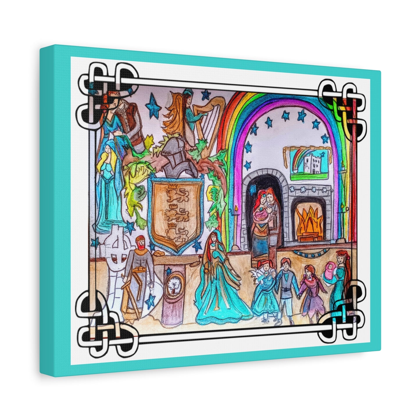 Medieval Family Castle Scene Matte Canvas | Stretched Wall Art
