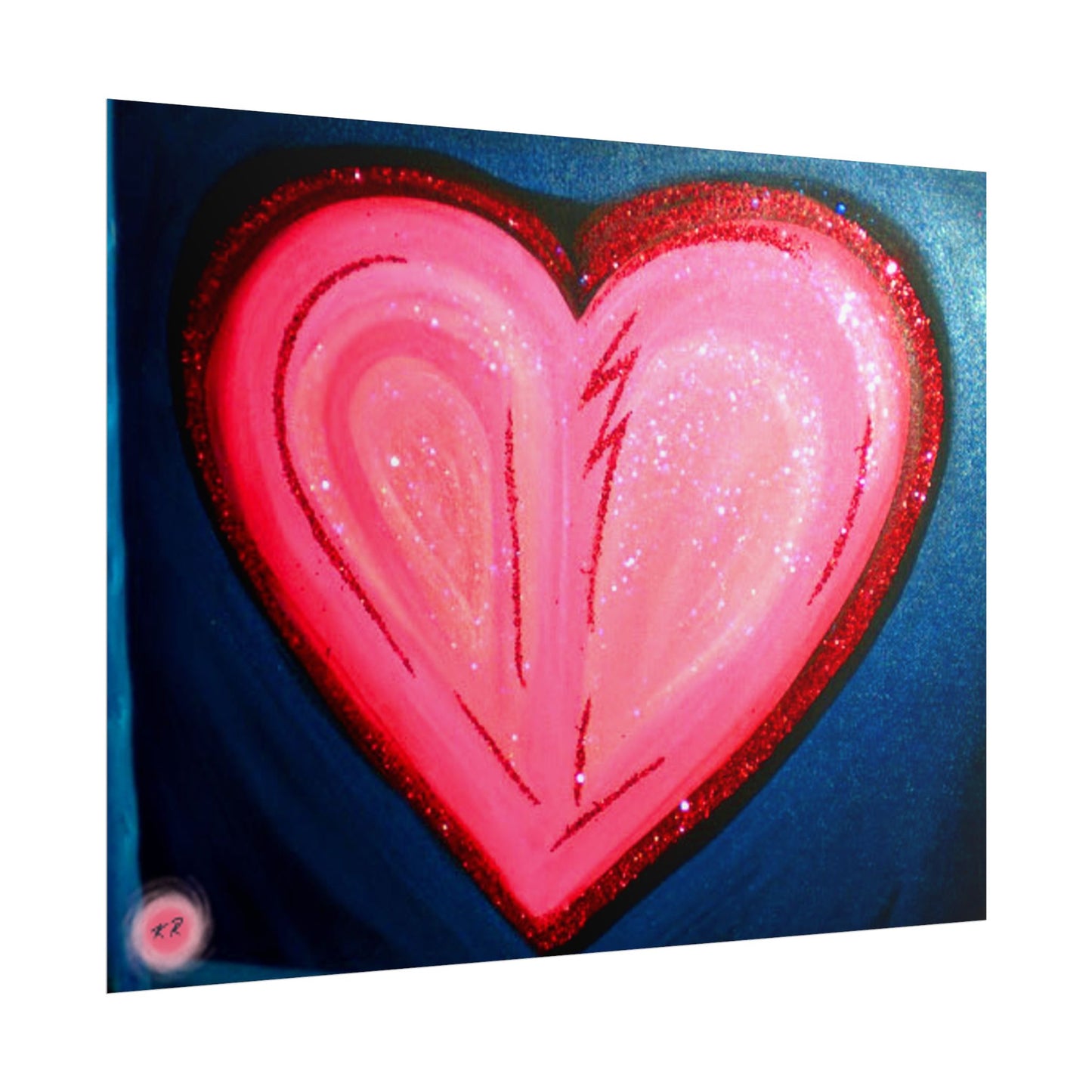 Pink Heart Lightning Rolled Poster | Heart Art Print, Glitter Effect