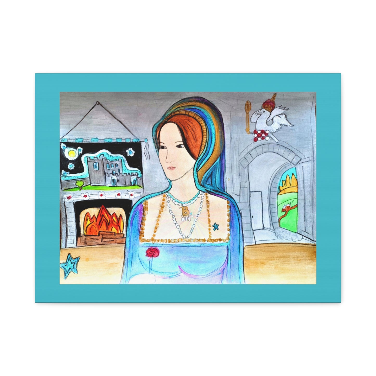 Queen Anne Boleyn Lady Portrait, Gallery Wrapped Canvas Print — Stretched Matte Wall Art