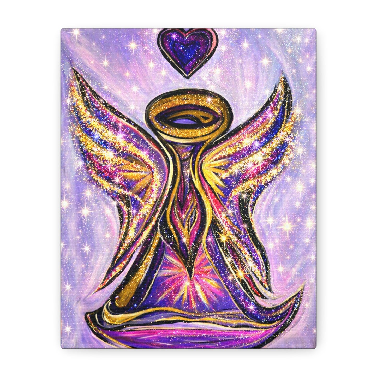 Angel Lover Wall Art Lavender Protector Guardian Angel Canvas Art Print Nursery Room Decor Guardian Angelic Children's room Spiritual Decor