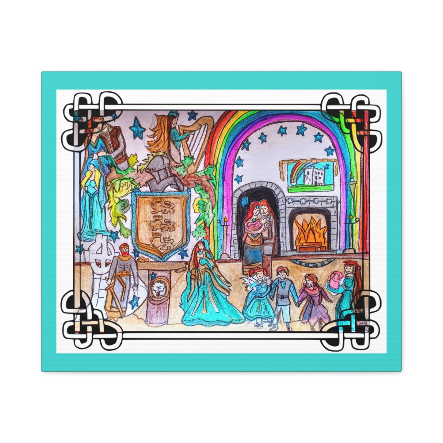 Medieval Family Castle Scene Matte Canvas | Stretched Wall Art