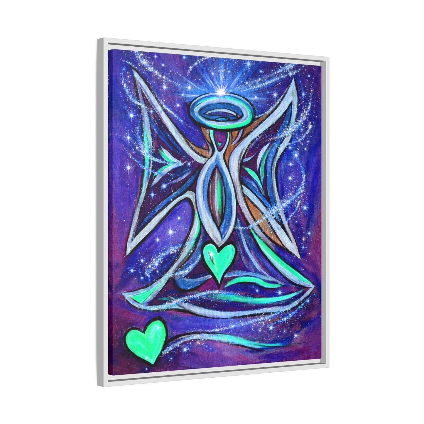Sparkling Rainbow Angel Artwork Matte Canvas Framed | Spiritual Wall Art